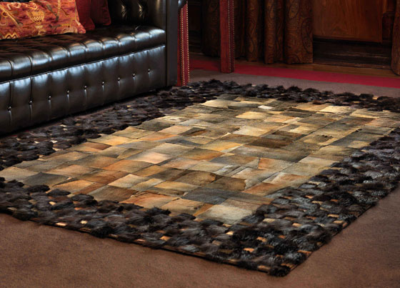 Fur: Handmade rug with various leather and fur - flexibility in colors and sizes